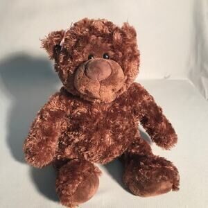 Brown Fuzzy Teddy Bear Plush Gund Shiny Long Hair WIC 348429 Soft Stuffed Animal